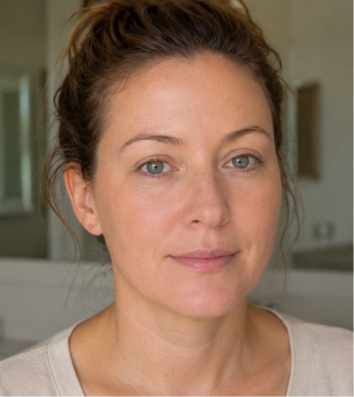 Woman with redness and sensitive skin with makeup