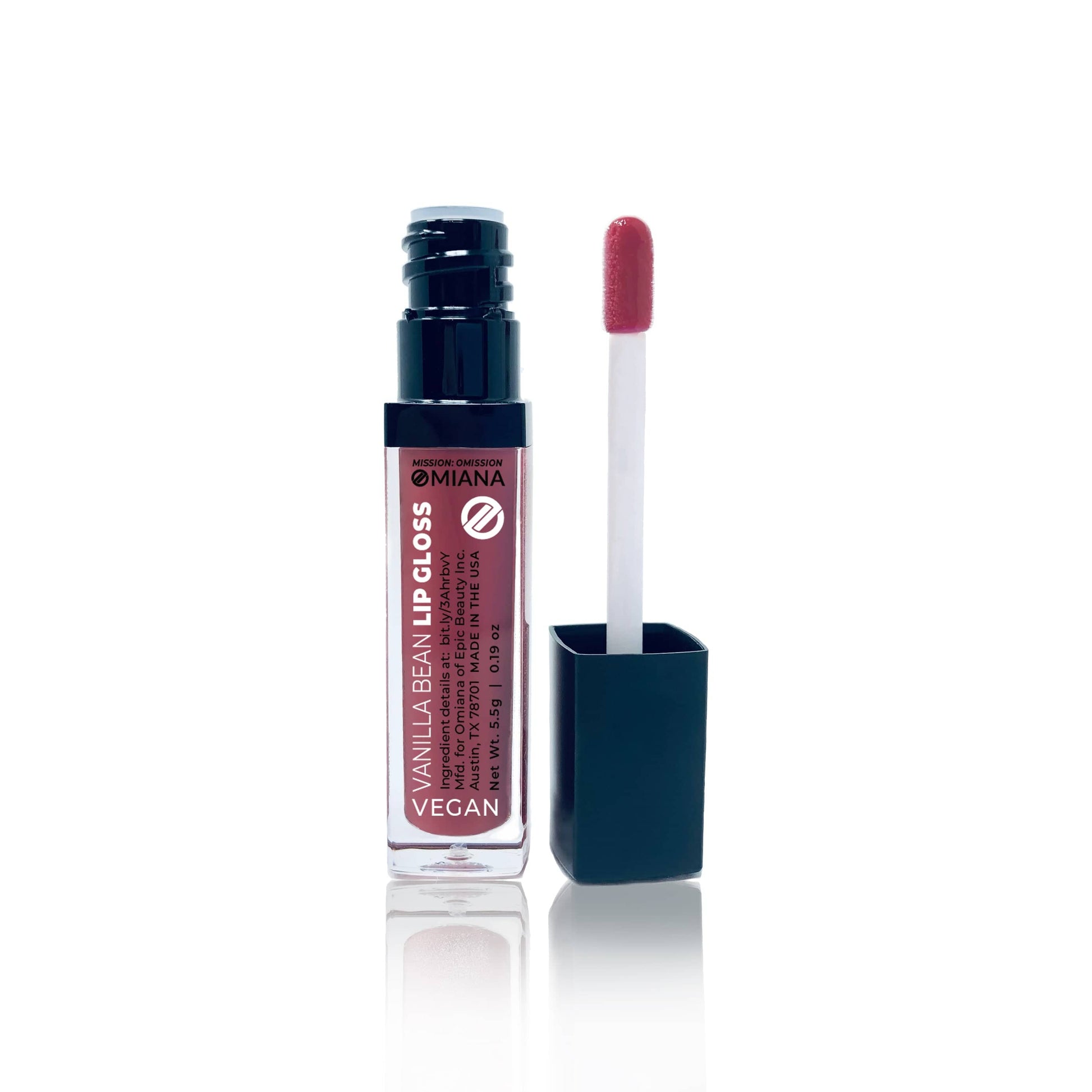 Omiana Natural Cosmetics Lipgloss Woodland Strawberry Torte Vegan Vanilla Bean Lip Gloss - Paraben-Free, Carmine-Free, Mica-Free Options